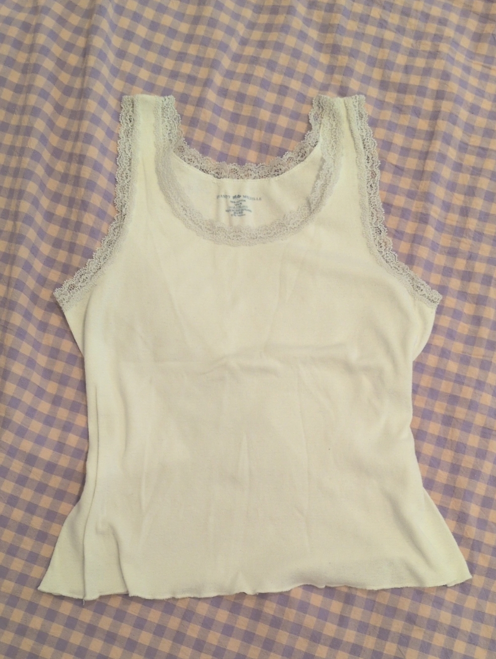 Brandy Melville White Lace-Trim Tank Top
